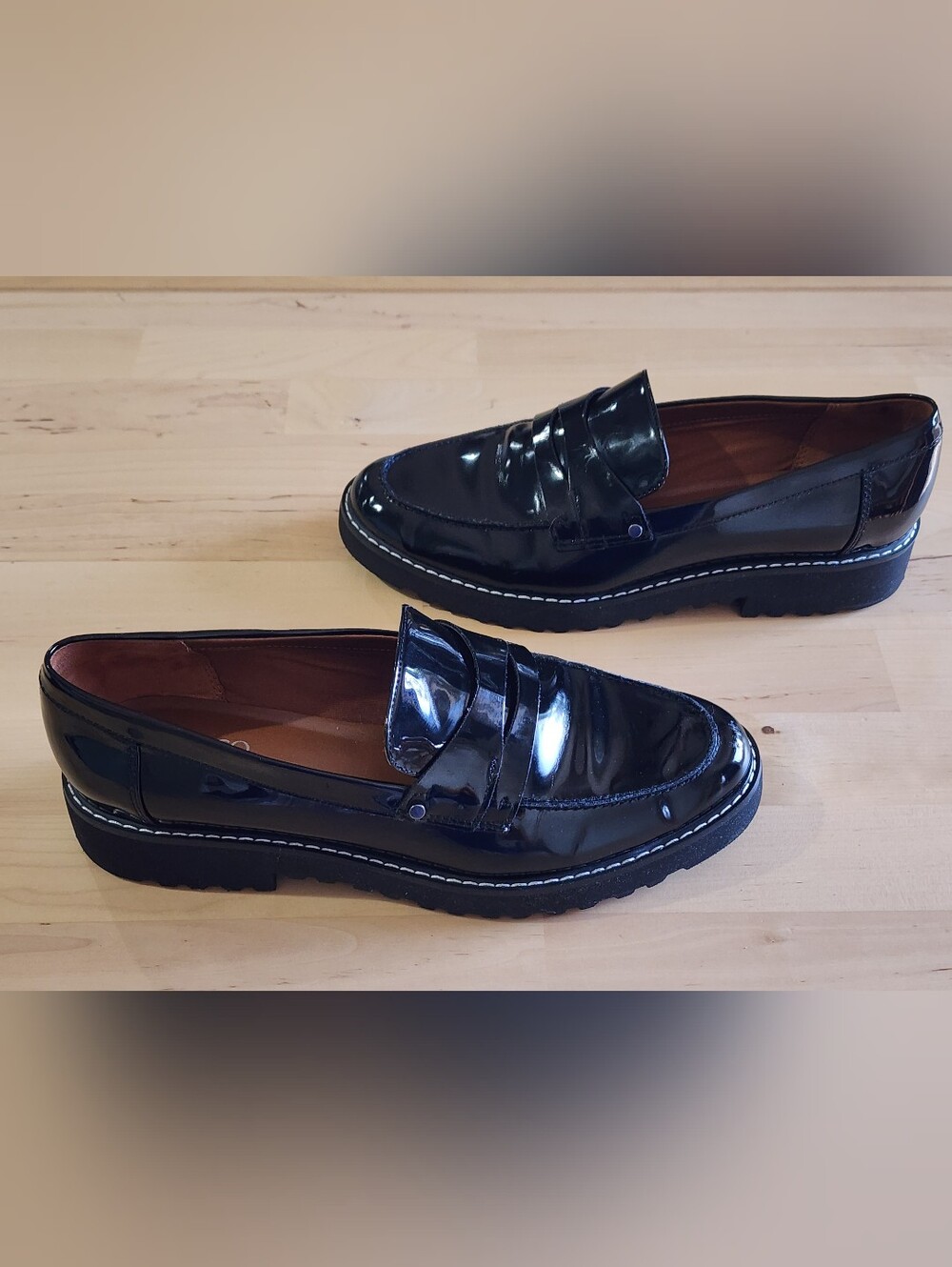 Franco Sarto | Cassandra Black Patent Penny Loafers | U.S. Women's Size 9 /EU 40